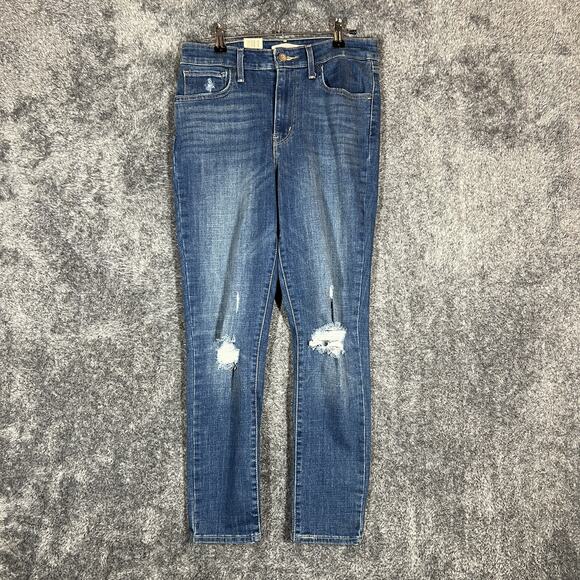 Levi's Denim - Levis 721 High Rise Skinny Jeans Womens 30 Blue Distressed Denim Ankle Slim Fit